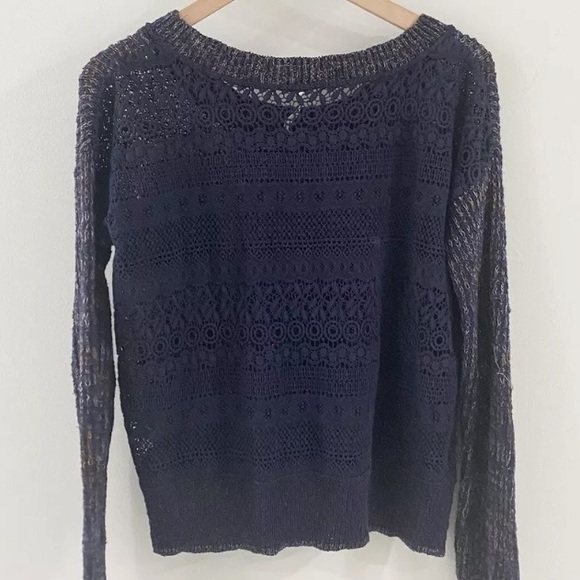 {VGUC} FREE PEOPLE Sweet Jane Crochet Back Sweater - Picture 5 of 11